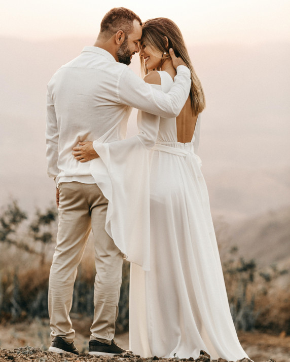 Bride and groom pose