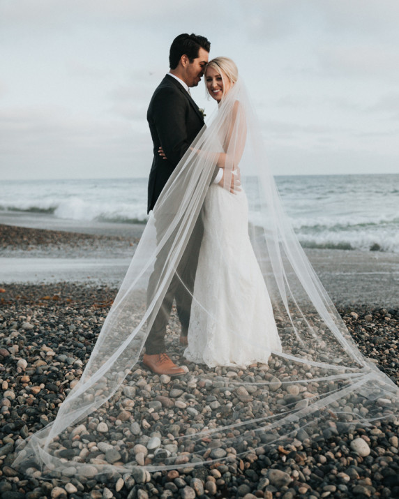 Bride and groom pose